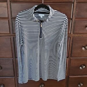 Charter Club Quarter Zip Pullover Size XXL Navy and White Stripe